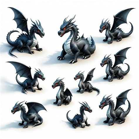 A Collection Of Four Different Kinds Of Dragons Premium Ai Generated