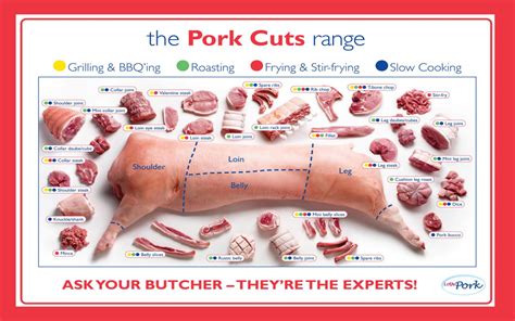 A Diagram And Pork Chart Of Cuts Of Meat
