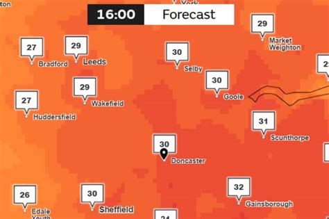 A Met Office Map Shows The Period Of Warm Weather Is Set To Peak On