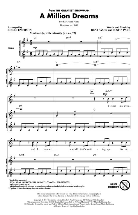 A Million Dreams From The Greatest Showman By Pasek Amp Paul Sheet A Million Dreams From The Greatest Showman By Pasek Amp Paul Sheet