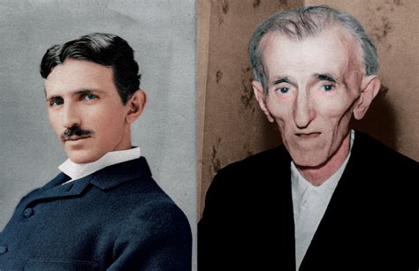 A Photo Of Young Nikola Tesla Compared To The Last Photo Ever Taken Of Him 1St Jan 1943 Before His Death Both Colorized By Me R Colorization