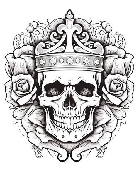 A Skull With A Crown And Roses Tattoo Design Generative Ai Premium Ai A Skull With A Crown And Roses Tattoo Design Generative Ai Premium Ai
