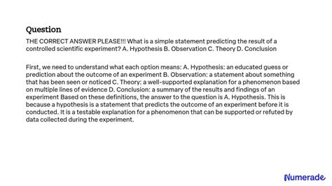 Hypothesis Statement Predicts Experiment Outcome