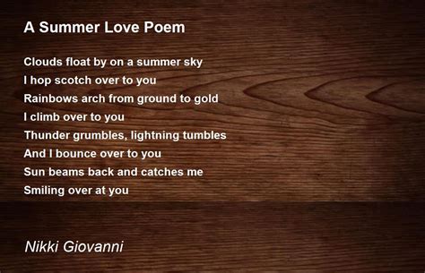 A Summer Love Poem Poem By Nikki Giovanni Poem Hunter