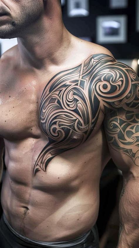 A Tattoo On Men S Shoulder Stock Illustration Illustration Of Intricate 370467545