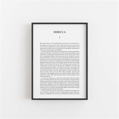 A5 Rebecca Book Page Print Daphne Du Maurier Book Page Etsy Uk