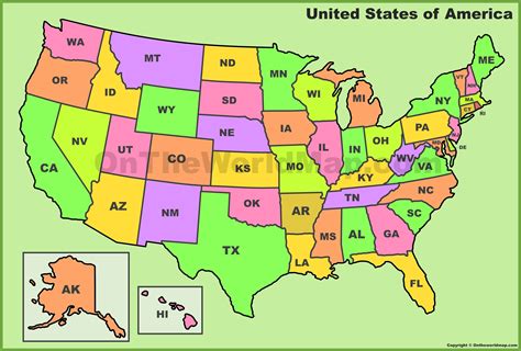 US Map Abbreviated