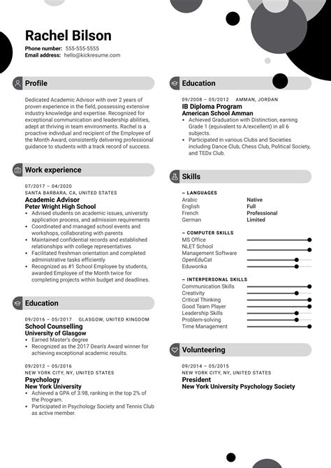 Academic Advisor Resume Example Kickresume
