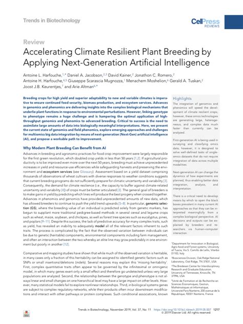 Accelerating Climate Resilient Plant Breeding By Applying Next Generation Artificial Intelligence Trends In Biotechnology