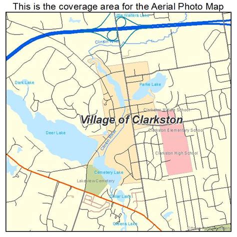 Aerial Photography Map Of Village Of Clarkston Mi Michigan