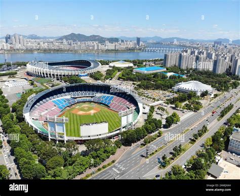Aerial View Seoul Olympic Park South Korea The Stadiums Are Built For