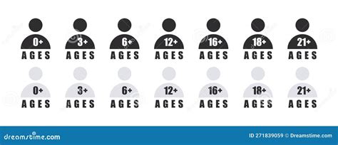Age Requirement Icons Modern Age Limit Icons Recommended Age Limit