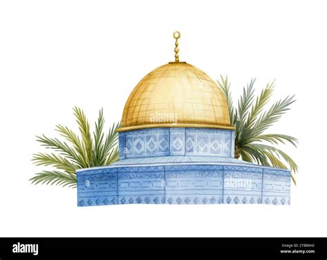 Al Aqsa Mosque Temple Mount Dome Of The Rock Stock Illustration