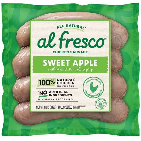 Al Fresco All Natural Sweet Apple Chicken Sausage 11 Oz Kingsfoodmarkets