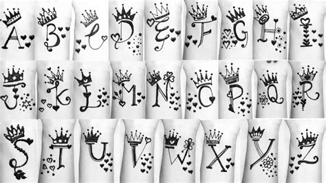 Alphabets With Crown Designs A To Z Letter Tattoo Designs