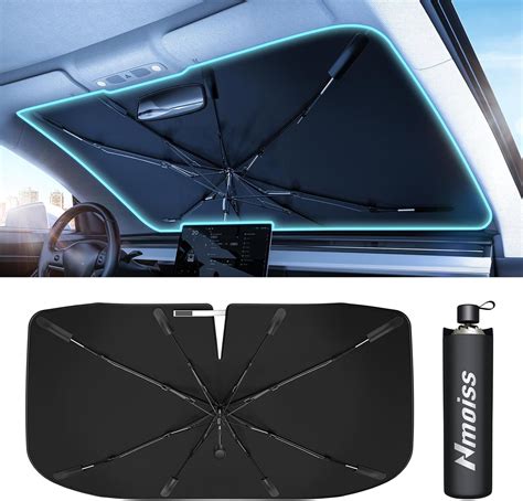 Amazon Com 2025 Upgrade Nmoiss Windshield Sun Shade Umbrella Vinyl Coating Heat Shield Protect Car From Sun Rays Heat Damage Keep Cool And Protect Interior Spring Structure Edge Medium 56 L