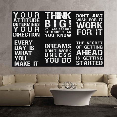 Amazon Com 6X Motivational Canvas Wall Art For Bedroom And Office Inspirational Black And White Canvas Poster Motivational Poster Set Decor Bundle For Home Wall Pictures For Living Room 6X 30 X