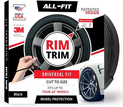 Amazon Com All Fit Automotive Rim Trim Durable Diy Car Exterior Accessories For Curb Rash Protection Fits Up To Four 24 Wheels Flexible Durable Wheel Rim Protector 3 8 Width Black Automotive