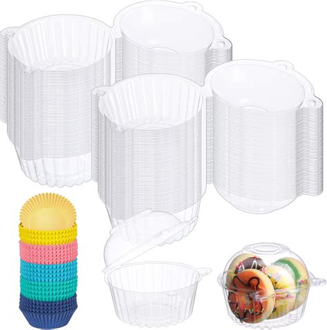 Amazon Com Amyhill 200 Set Cupcake Holders With Dome Lid Individual