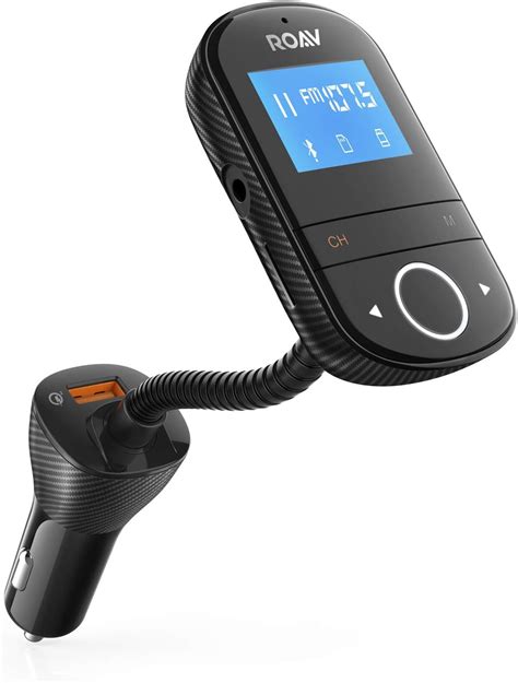 Amazon Com Anker Roav Smartcharge F3 Wireless Bluetooth 4 2 Fm Transmitter For Car Audio Adapter And Reciever Car Kit 1 44 Inch Display Dedicated App Quick Charge 3 0 Aux Output Microsd Card Slot Electronics