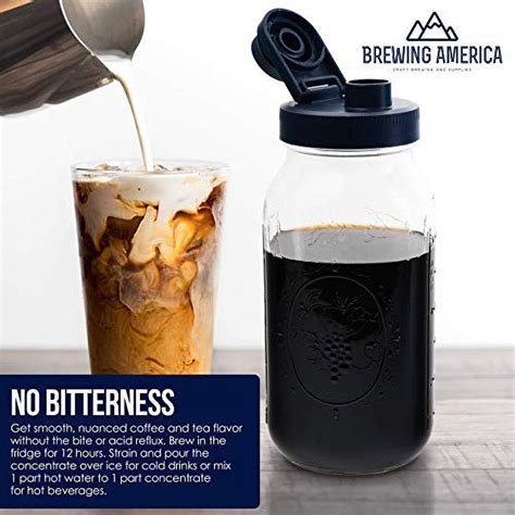 Amazon Com Brewing America 2 Quart Pitcher American Made Mason Jar Black Pour Lid Patented On An Azure Standard Canning Jar 64 Ounces For Fridge Drinks And Pantry Dry Goods Home Kitchen