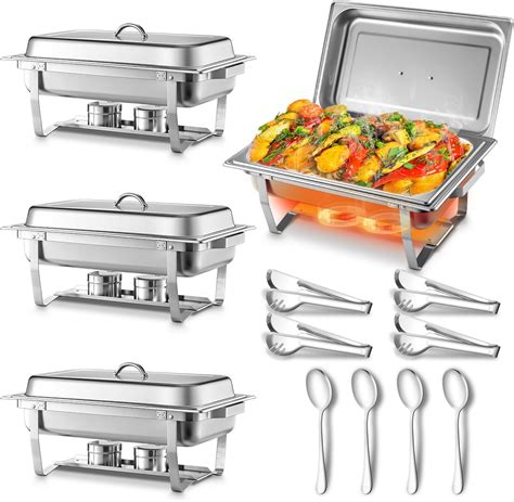 Amazon Com Chafing Dish Buffet Set 4 Pack 9 5Qt Stainless Steel