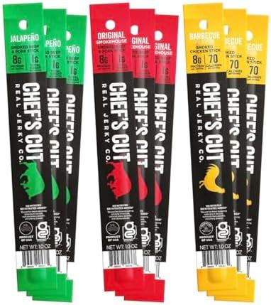 Amazon Com Chef S Cut Real Snack Sticks High Protein Meat Snack 8G Protein 90 Calories Gluten Free Keto Friendly Premium Smoked Beef Pork Blend Original Smokehouse 1 Oz Stick