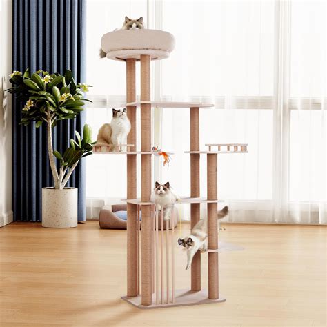Amazon Com Choc Chick Large Cat Tree Tower 68Inches High Solid Wood