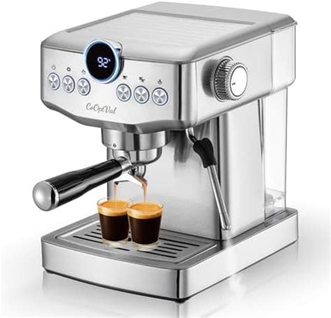 Amazon Com Cooptval 20 Bar Espresso Machine Cafetera Espresso Fully Customizable Brewing Temperature Time Volume Steam Steam Wand Milk Frother Stainless Steel Latte Machine Cappuccino Machine Home Kitchen