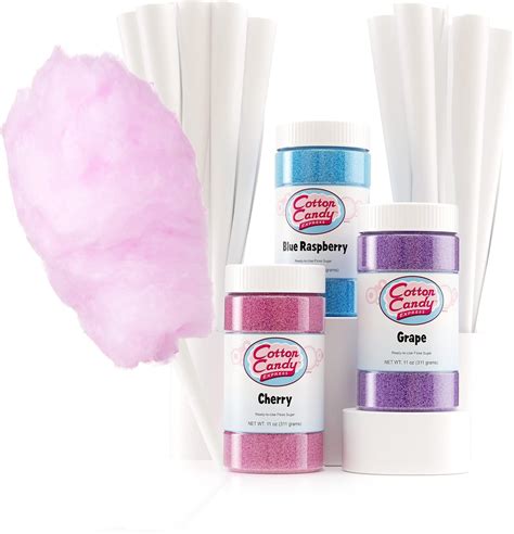 Amazon Com Cotton Candy Express Floss Sugar Variety Pack With 3 11Oz Plastic Jars Of Cherry Blue Raspberry Grape Flossing Sugars Use With Cotton Candy Express Countertop Machine Grocery