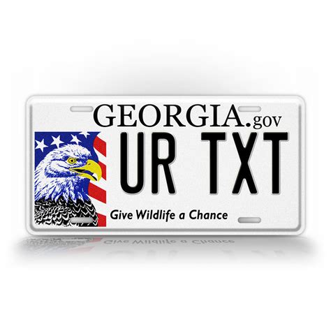 Amazon Com Custom Text Georgia Give Wildlife A Chance Novelty License Plate Personalized Text Bald Eagle American Flag Auto Tag Automotive