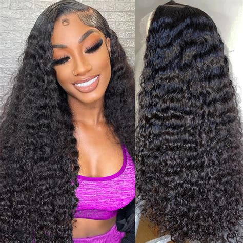 Amazon Com Fykd Deep Wave Lace Front Wigs Human Hair 13X6 Hd