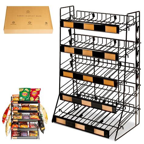 Amazon Com Gochusx Candy Display Rack Metal Candy Display Rack Hanging Snack Holder Snack Display For Counte Display Snack Rack For Stores Supermarkets Convenience Stores Black B 60X15x67cm Health Household