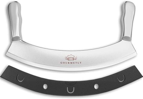 Amazon Com Gourmetly Stainless Steel Mezzaluna Knife With Cover 12 In Curved Blade With Solid Steel Handles Mezzaluna Sheath Pizza Cutter Rocker Rocker Knife Veggie Cutter Salad Chopper Herb Amazon Com Gourmetly Stainless Steel Mezzaluna Knife With Cover 12 In Curved Blade With Solid Steel Handles Mezzaluna Sheath Pizza Cutter Rocker Rocker Knife Veggie Cutter Salad Chopper Herb