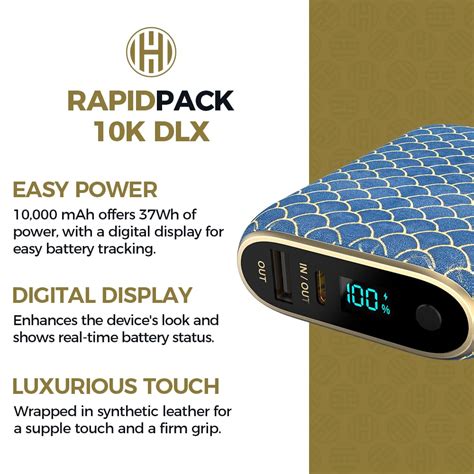 Amazon Com Halo Rapidpack 10K Dlx Power Bank Usb Usb C Fast Charging For Multiple Devices Smart Phones Tablets Synthetic Leather Wrapped Portable Battery Charger Tsa Air Travel Approved Blue