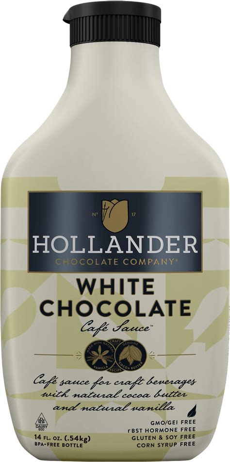 Amazon Com Hollander White Chocolate Caf Sauce Gmo Free Gluten Soy Free Corn Syrup Free 15 Oz Squeeze Bottle