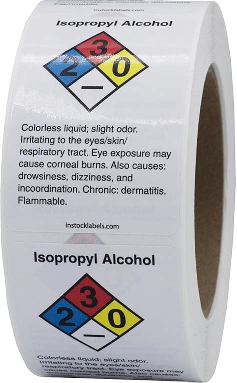 Amazon Com Isopropyl Alcohol Chemical Nfpa Labels Hazard Labels 2 X 3