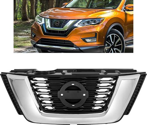 Amazon Com Kuafu Front Upper Grille Compatible With 2017 2020 Nissan Rogue 623106Fl0b Ni1200281 Bumper Radiator Hood Grill Assembly Chrome Black Silvery Automotive