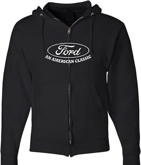 Amazon Com Lucky Ride Ford Hoodie Ford An American Classic Car Full Zip Hooded Sweatshirt Black Small Automotive