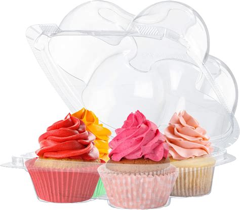 Amazon Com Plastic Cupcake Containers Boxes 4 Compartment 50 Pack Amazon Com Plastic Cupcake Containers Boxes 4 Compartment 50 Pack