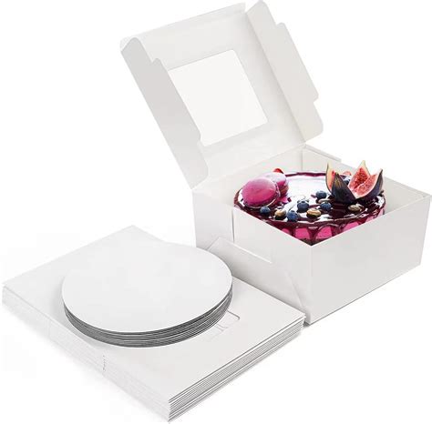 Amazon Com Racetop 24Pcs Cake Boxes With Window 10X10x5 Inches White Bakery Boxes Cookie Dessert Boxes Pastry Box Square Cardboard Cake Box For Cake Birthday Party Donuts Wedding Industrial Scientific