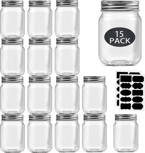Amazon Com Rainforce 16 Oz Mason Jars With Lids Regular Mouth 15 Pack 16Oz Glass Jars With Silver Lids Bulk Pint Clear Glass Jars For Meal Prep Food Storage With 20 Labels Home Kitchen Amazon Com Rainforce 16 Oz Mason Jars With Lids Regular Mouth 15 Pack 16Oz Glass Jars With Silver Lids Bulk Pint Clear Glass Jars For Meal Prep Food Storage With 20 Labels Home Kitchen