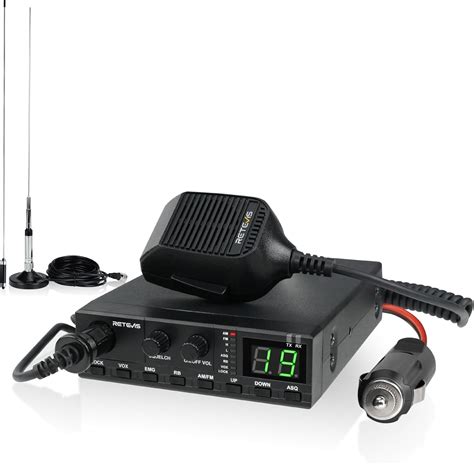 Amazon Com Retevis Mb2 40 Channel Am Fm Cb Radio Kit Long Range Radio With Antenna For Trucker Stop Public Address Pa Function Emergency Channel 9 19 Vox Easy To Use With Cigarette Lighter Fixed Mount