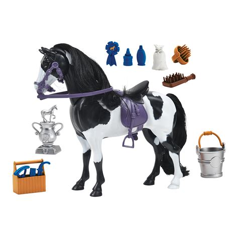 Amazon Com Sunny Days Entertainment Appaloosa Horse With Moveable Head Realistic Sound And 14 Grooming Accessories Blue Ribbon Champions Deluxe Toy Horses Toys Games