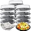Amazon Com Tessco For You 12 Pack Heavy Duty Repeatedly Plastic Serving Tray With Lid And 24 Pcs Deli Wax Paper Sheets Sets Large Party Platters With Clear Lids Stackable Round Food