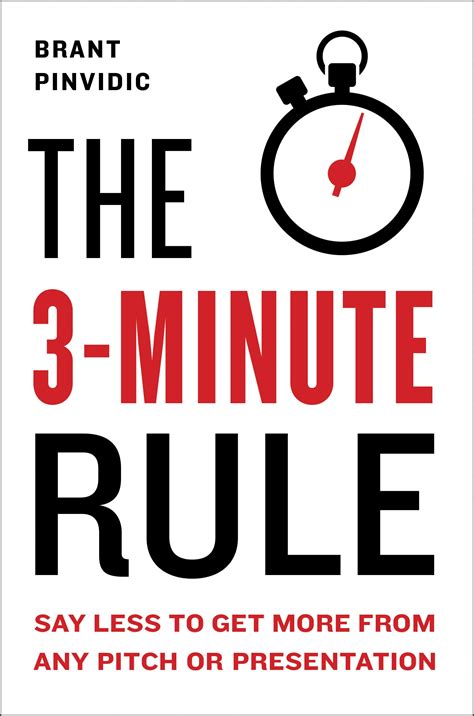 Amazon Com The 3 Minute Rule Say Less To Get More From Any Pitch Or Presentation 9780525540724 Pinvidic Brant Books