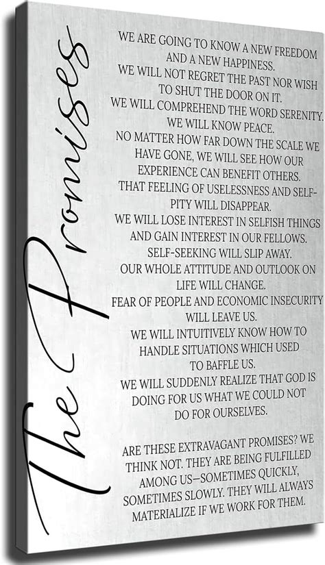 Amazon Com The Aa Promises Addiction Recovery Wall Art Twelve Steps Posters Canvas Print Wall Art Modern Classroom Bedroom Room Aesthetics Decoration Boys Women Gift 24 36Inch No Framed Posters Prints