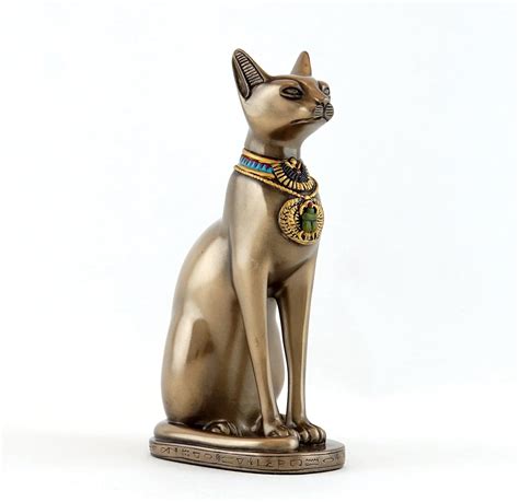 Amazon Com Top Collection Egyptian Bastet Statue 5 5 Inch Egyptian Goddess Of Protection Sculpture In Cold Cast Bronze Home Kitchen