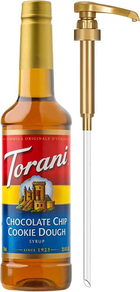 Amazon Com Torani Coffee Syrup Chocolate Chip Cookie Dough Flavored Syrup For Drinks Glass Bottle With Pump Included 25 4 Fl Oz Grocery Gourmet Food
