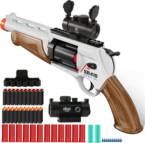Amazon Com Toy Guns For Boys Enhanced Revolver Foam Blaster Shotgun Children Outdoor Cs Soft Bullet Toy Rifle Birthday Xmas Gift For Kids Age 8 Brown Toys Games
